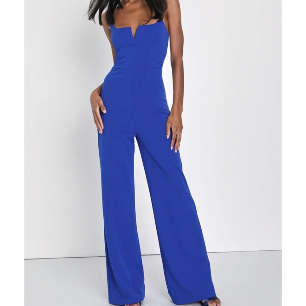 Lulus royal blue Cheers to Chic jumpsuit NWT!